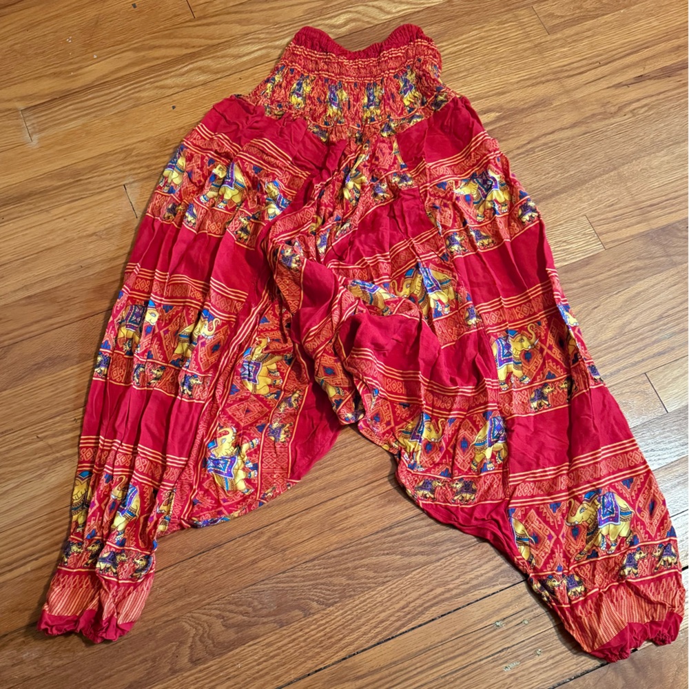 Vibrant Red Bohemian Comfy Harem Pants